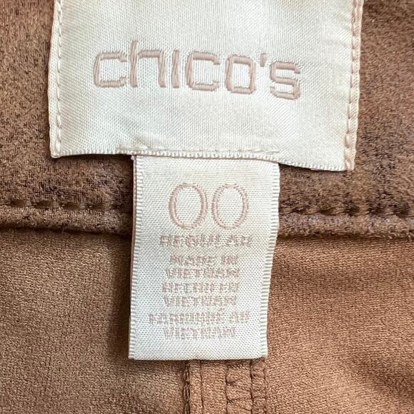Chico’s Brown Vegan Sueded Leather Look Pants Size 00 (Size 2)  New Without Tags - Picture 8 of 13